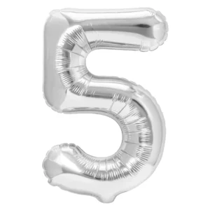34 Inch Number 5 - Silver Foil Balloon