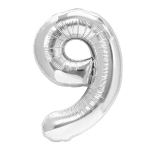 34 Inch Number 9 - Silver Foil Balloon