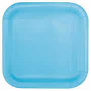 Baby Blue Square Paper Plates 14 pk