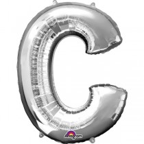  GIANT FOIL SILVER LETTER 'C' BALLOON