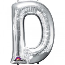  GIANT FOIL SILVER LETTER 'D' BALLOON