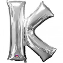  GIANT FOIL SILVER LETTER BALLOON K