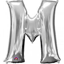  GIANT FOIL SILVER LETTER BALLOON M