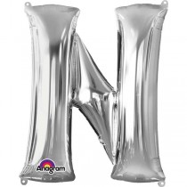  GIANT FOIL SILVER LETTER BALLOON N