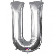  GIANT FOIL SILVER LETTER BALLOON U 34IN/86CM