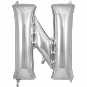 Silver Letter 'N' Balloon