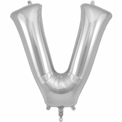 Silver Letter 'V' Balloon