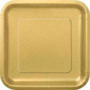 14 Gold Square Paper Party Plates 9″ 23 cm