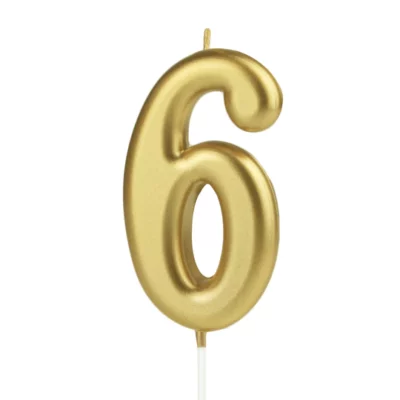 Gold number 6 candle