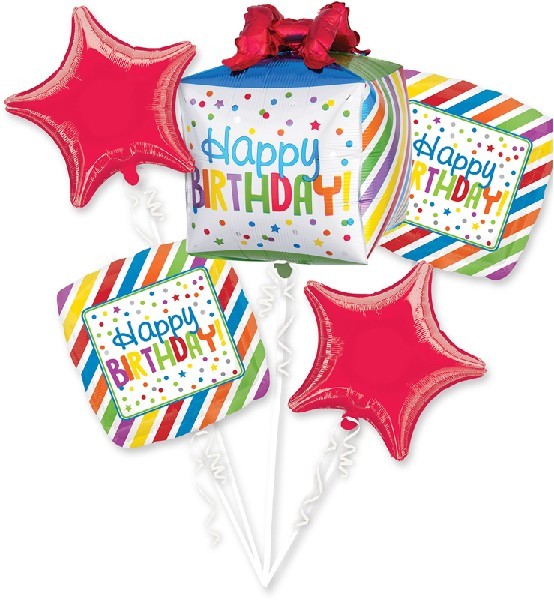 BIRTHDAY PRESENT FOIL BALLOON BOUQUET