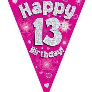 PARTY BUNTING "13" PINK & SILVER