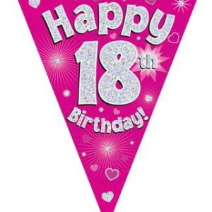 PARTY BUNTING "18" PINK & SILVER