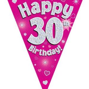 PARTY BUNTING "30" PINK & SILVER