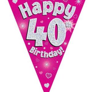 PARTY BUNTING "40" PINK & SILVER