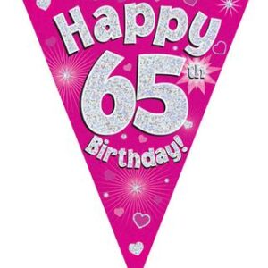 PARTY BUNTING "65" PINK & SILVER