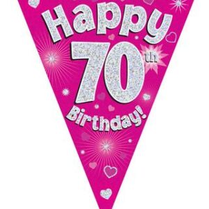 PARTY BUNTING "70" PINK & SILVER