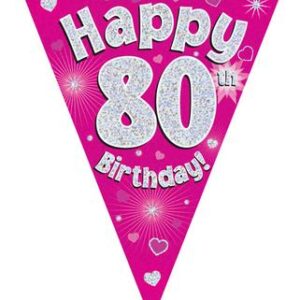 PARTY BUNTING "80" PINK & SILVER