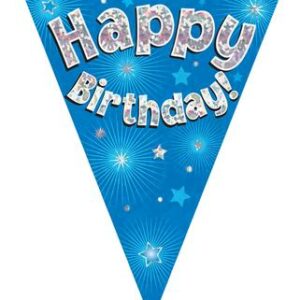 PARTY BUNTING HAPPY BIRTHDAY BLUE & SILVER