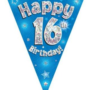 PARTY BUNTING "16" BLUE & SILVER