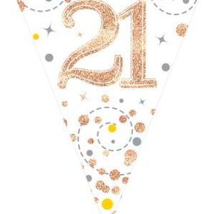 PARTY BUNTING "21" WHITE & ROSE GOLD