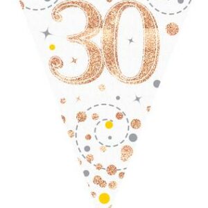 PARTY BUNTING "30" WHITE & ROSE GOLD