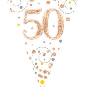 PARTY BUNTING "50" WHITE & ROSE GOLD