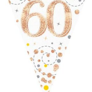 PARTY BUNTING "60" WHITE & ROSE GOLD