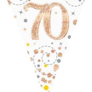 PARTY BUNTING "70" WHITE & ROSE GOLD