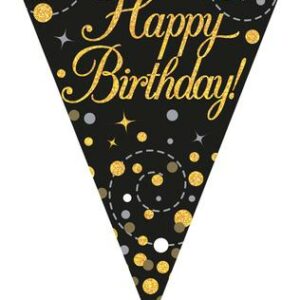 HAPPY BIRTHDAY BUNTING BLACK & GOLD