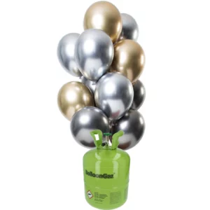 Helium Tank With Balloons Mirror Effect Onyx 30cm – 12 pieces.