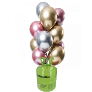 Helium Tank with Balloons Mirror Effect Onyx 30cm – 12 pieces.