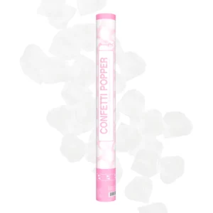Confetti cannon with paper roses petals , white, 60cm