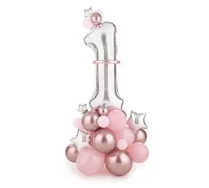 Aged 1 Balloon Stand Display Pink