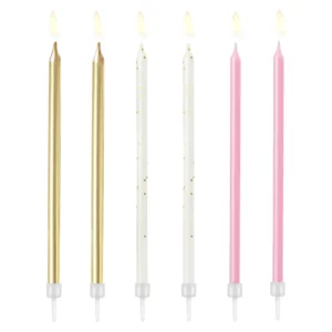 Birthday candles 3 warm colors 6 pcs.
