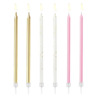 Birthday candles 3 warm colors 6 pcs.