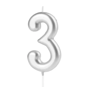 Candle silver number 3  approx. 10 cm