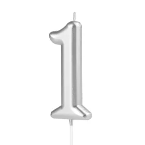 Candle silver number 1  approx. 10 cm