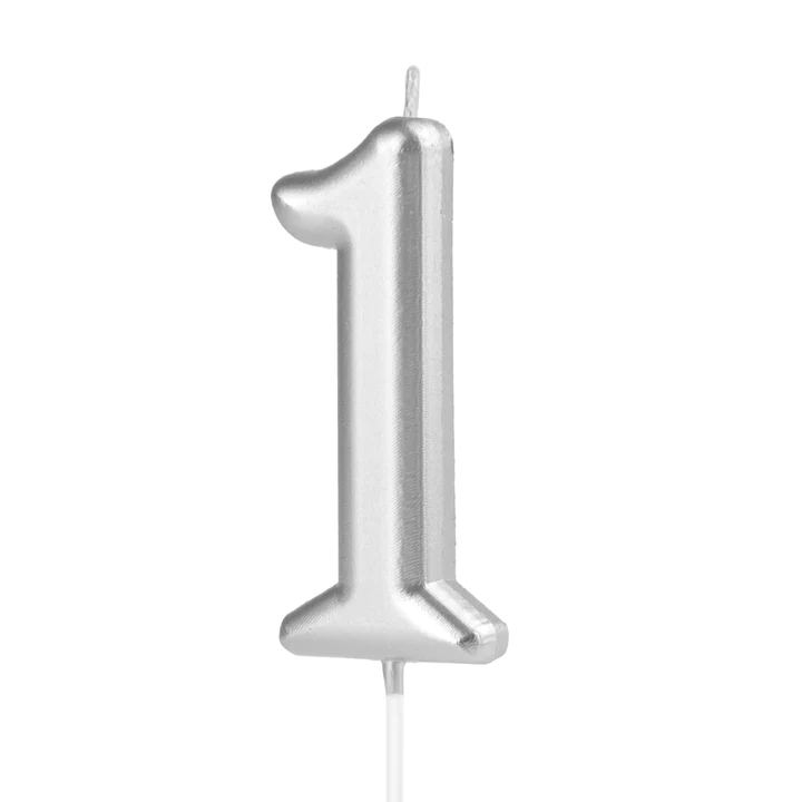 Candle silver number 1 approx. 10 cm