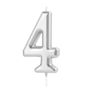 Candle silver number 4  approx. 10 cm