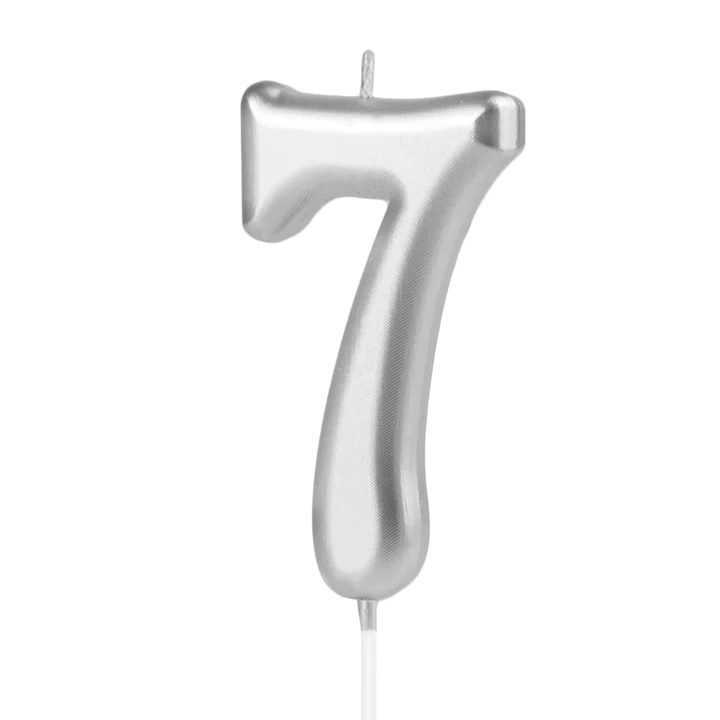 Candle silver number 7 approx. 10 cm