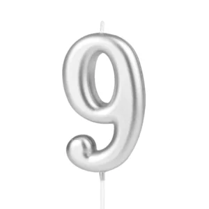 Candle silver number 9 approx. 10 cm