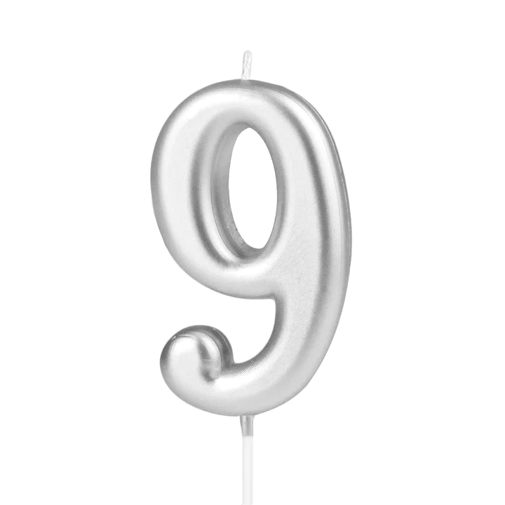 Candle silver number 9 approx. 10 cm