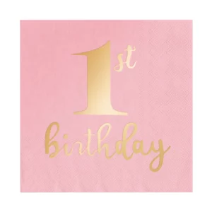 Napkins 1st birthday pink 10 pcs.