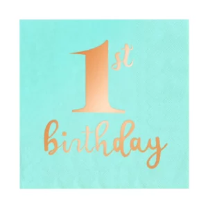 Napkins 1st birthday turquoise 10 pcs.