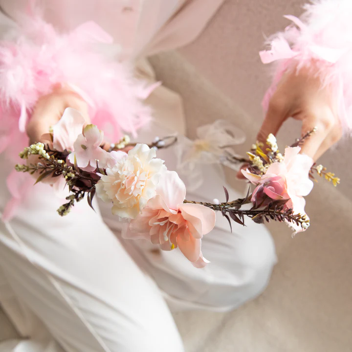 Peach-pink wreath headband 3 Peach-pink wreath headband 3