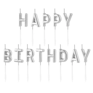 Happy Birthday silver candles