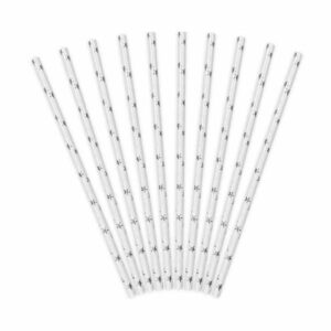 (10) SILVER STARS PAPER STRAWS
