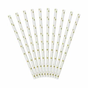 (10) GOLD STARS PAPER STRAWS