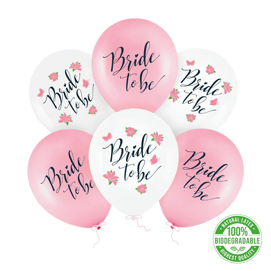 Bride to be biodegradable balloons 12 inches 6 pcs. set Bride to be biodegradable balloons 12 inches 6 pcs. set