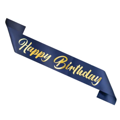 Birthday sash Happy BirthdayNavy and gold 10x160cm